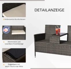 Outsunny Polyrattan Gartenbank Gartensofa Sitzbank Mit Tisch 2-Sitzer Stahl Grau B133 X T63 X H84cm 10 Outsunny Polyrattan Gartenbank Gartensofa Sitzbank Mit Tisch 2-Sitzer Stahl Grau B133 X T63 X H84cm -Deutschland Garten Zier Verkaufs-Shop c0cc43e5c3ddd392ae077e8dec120921