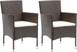 VidaXL Garten-Essstühle 2 Stk. Poly Rattan Braun