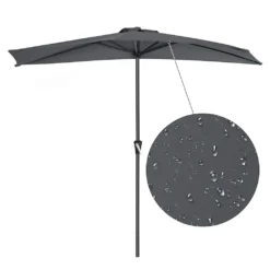 SONGMICS Sonnenschirm Ø 270cm Halbrund Sonnenschutz Bis UPF 50+ Balkonschirm Mit Kurbel Terrassenschirm Ohne Ständer Grau GPU31GY -Deutschland Garten Zier Verkaufs-Shop c10121ccd3faa1cbe74cb408884699ce
