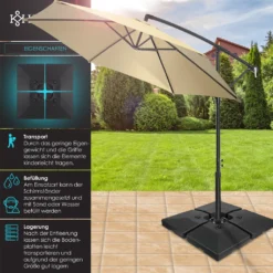 KESSER® Sonnenschirmständer 4-teilig Schirmgewicht Schirmständer Für Ampelschirm Bodenkreuz 90 Liter / 120 Kg Befüllbar Mit Wasser Oder Sand Inkl. Metallverbinder Ampelschirmständer Kunststoff, Farbe:Schwarz -Deutschland Garten Zier Verkaufs-Shop c103eef336126f612487317cee06acf4