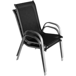 6Stk Wohaga Stapelstuhl Mit Textilenbespannung Grau/Schwarz -Deutschland Garten Zier Verkaufs-Shop c1e21dd7ef986a5dd15dd883a58f513c