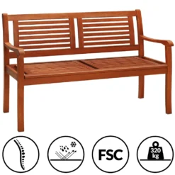 Deuba Gartenbank Bologna 2-Sitzer L 120 X T 60 X H 90 Cm,Eukalyptusholz, Bis 320 Kg Belastbar, Naturbelassen -Deutschland Garten Zier Verkaufs-Shop c1ebde5fe00c671abdac29acbb277dc4