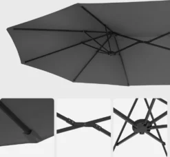 SONGMICS Doppelsonnenschirm 460 X 270 Cm, UV-Schutz Bis UPF 50+, Terrassenschirm, Mit Kurbel, Ohne Ständer, Grau GPU36GY -Deutschland Garten Zier Verkaufs-Shop c2468dcaf1a14e10ba8dd2731fdc2dcc