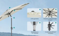 SONGMICS Sonnenschirm 300 Cm, UPF 50+, Beidseitig Um 30° Knickbar, Sonnenschutz, Mit Kurbel Zum Öffnen/Schließen, Beige GPU30BE -Deutschland Garten Zier Verkaufs-Shop c417c813dd068eb8712f808818f921c6