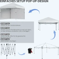 Outsunny Faltpavillon 2,97 X 2,97 M, Pavillon Mit Seitenwänden, Campingzelt Mit UV-Schutz, Partyzelt Mit Sandsack, Gartenpavillon, Pop-Up-Zelt Für Terrasse, Stahl, Hellgrau -Deutschland Garten Zier Verkaufs-Shop c44d12eb2c17028edfacab7aeb7c0425