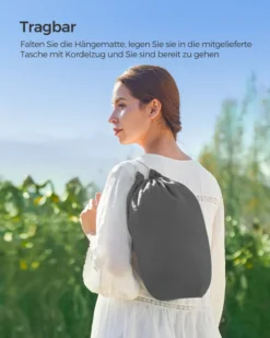 SONGMICS Hängematte, 210 X 150 Cm, Doppelhängematte, Belastbarkeit 300 Kg, Für Garten, Terrasse, Balkon, Outdoor, Camping, Mit Tragetasche, Befestigungsgurten Und Karabinern, Grau -Deutschland Garten Zier Verkaufs-Shop c4bf2265d7a85fa118951bd21f08e4bd