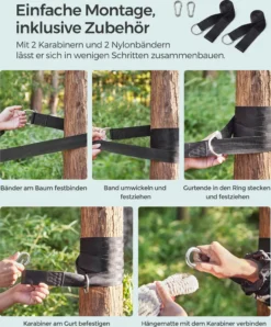 SONGMICS Hängematte, 210 X 150 Cm, Doppelhängematte, Belastbarkeit 300 Kg, Für Garten, Terrasse, Balkon, Outdoor, Camping, Mit Tragetasche, Befestigungsgurten Und Karabinern, Grau -Deutschland Garten Zier Verkaufs-Shop c52f0a569a37db3a92fdb6b4b0424ce4