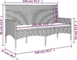 VidaXL Gartenbank 3-Sitzer Mit Kissen Grau Poly Rattan -Deutschland Garten Zier Verkaufs-Shop c5432fd74334cff77400e9fa7a272790