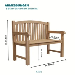 KMH® TEAK 3-sitzer Bank *Britannia* -Deutschland Garten Zier Verkaufs-Shop c57f5ef49e982df5e5bf7480d9495ba6