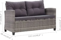 VidaXL 2-Sitzer-Gartensofa Mit Kissen Grau 124 Cm Poly Rattan -Deutschland Garten Zier Verkaufs-Shop c5807ceb62b115c0616fb8db9d94996f