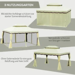 Outsunny Gartenpavillon Pavillon Gartenzelt Festzelt Partyzelt Mit 4 X Seitenwand Wetterfest Aluminium Polyester Cremeweiß 3,9 X 2,9 X 2,7 M -Deutschland Garten Zier Verkaufs-Shop c5e7a3aeca0bd1a1f6aa8e4f9afb9183