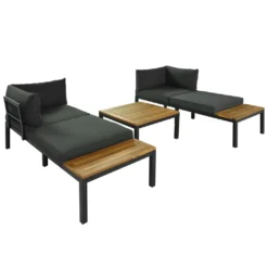 Merax Gartenmöbelset 4-teilig Loungeset Loungegruppe Aus Akazienholz Und Stahlrahmen, Balkonmöbel Set Mit Tisch Und Kissen, 250*172*67cm -Deutschland Garten Zier Verkaufs-Shop c5f9baace351a1e765e4a9c802bce7e0