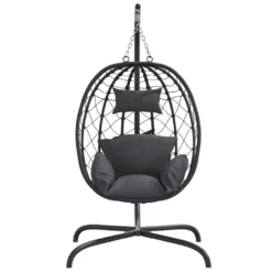 VidaXL Hängesessel Ei Mit Kissen Anthrazit Poly Rattan & Stahl -Deutschland Garten Zier Verkaufs-Shop c60bf65c63ea468fc5436d0dee470f62