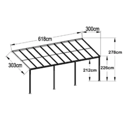 HOME DELUXE - Terrassenüberdachung 618 X 303 X 226 / 278 Cm Weiß Terrassendach Überdachung Carport -Deutschland Garten Zier Verkaufs-Shop c7fcd7676fee368b79dc9d3698ddf014