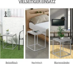 Outsunny Gartentisch Beistelltisch Couchtisch Outdoor Indoor Mit Metallgestel Für Garten Terrasse Balkon Im Industrie-Design Stabil Metall Grau 40 X 40 X 50 Cm -Deutschland Garten Zier Verkaufs-Shop c809271ebe62f75f21fd269310c466e0