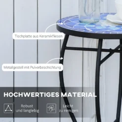 HOMCOM Outsunny Ø35,5 Cm Beistelltisch Gartentisch Wetterfest Mosaik Eisen Blau+Weiß -Deutschland Garten Zier Verkaufs-Shop c97a551816ac5bb4e7895a838df800d8