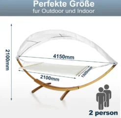 EINFEBEN Hängematte Wetterfestem Hängematten Stabhängematte Outdoor Holz Mit Gestell XXL Garten Hängemattengestell 2 Personen 410cm Gartenliege Liege -Deutschland Garten Zier Verkaufs-Shop ca0ca4cbb31b3dee8d1c960b50267b9c
