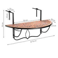 Deuba Balkonhängetisch Klapptisch Mosaik Balkontisch Klappbar Hängetisch Mosaiktisch Gartenmöbel, Model:Oriental -Deutschland Garten Zier Verkaufs-Shop ca79c2301e5a7fd1f775bcc8871584f4