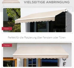 Outsunny Markise Gelenkarmmarkise Sonnenschutz Balkon Creme 3x2,5m -Deutschland Garten Zier Verkaufs-Shop cb08ecce38f6315afcd0e35b1f251d12