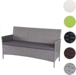 3-Sitzer Poly-Rattan Gartenbank Halden, Sitzbank Grau, Kissen Anthrazit -Deutschland Garten Zier Verkaufs-Shop cb189df31f4424fce1b46bb451bf7378