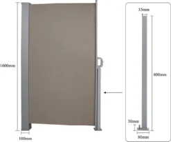EINFEBEN Seitenmarkise Markisen Ausziehbar 160x300cm Alu Sichtschutz Windschutz Sonnenschutz Seitenrollo Braun -Deutschland Garten Zier Verkaufs-Shop cbb7def4ce31bfc193e56dc2fd9cce52