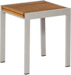 Merxx Balkontisch Ausziehbar 65/130 X 65 Cm - Aluminiumgestell Silber Mit Akazienholz