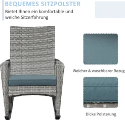 Outsunny Schaukelstuhl Schwingsessel Gartenstuhl Mit Kissen, Polyrattan+Metall, Grau, 66 X 88 X 98 Cm -Deutschland Garten Zier Verkaufs-Shop cc72aad0a729420904f254956f0673f1