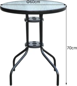 Outsunny Gartentisch Balkontisch Bistrotisch Glastisch Beistelltisch Metall+Sicherheitsglas ∅60xH70cm -Deutschland Garten Zier Verkaufs-Shop ccd0731b88a32c38378b7ab449df0647
