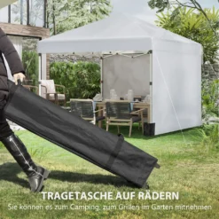 Outsunny Faltpavillon 2,97 X 2,97 M, Pavillon Mit Seitenwänden, Campingzelt Mit UV-Schutz, Partyzelt Mit Sandsack, Gartenpavillon, Pop-Up-Zelt Für Terrasse, Stahl, Hellgrau -Deutschland Garten Zier Verkaufs-Shop ccf5584cdfde72edffc48179288b4a6d