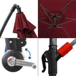 Lospitch 3m Sonnenschirm Ampelschirm Gartenschirm Terrassen UV40+ Marktschirm,Rot,3m -Deutschland Garten Zier Verkaufs-Shop cd52f0aef517d03133cdb65d6b05013a