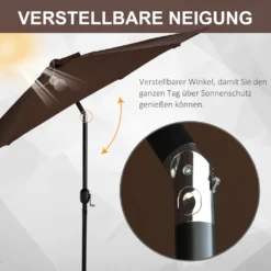 Outsunny Knickschirm Sonnenschirm Gartenschirm Marktschirm Mit Handkurbel Alu 180/㎡ Polyester Braun ∅2,7 X 2,35 M -Deutschland Garten Zier Verkaufs-Shop cd734c9895ef94456272814e26b42621