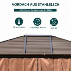 Outsunny Gartenpavillon Pavillon 300L X 365B X 262H Cm Gartenzelt Festzelt Partyzelt Mit 4 X Doppel-Seitenteile Wetterfest Aluminium Polyester Bronze -Deutschland Garten Zier Verkaufs-Shop cd7c15a9fd945963c42b3d1306bed8e3