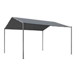 2-in-1 Gartenpavillon Dogliola Pavillon Carport 400x350x258cm Anstellpavillon Gartenzelt Sonnenschutz Für Terrasse Oder Garten Mit Spitzdach Wasserabweisend Metallgestell Dunkelgrau