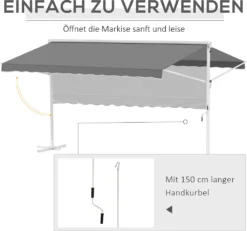 Outsunny Standmarkise Gartenmarkise Markise Mit Faltarm Kurbel Terrasse Grau 4,5x3,42m -Deutschland Garten Zier Verkaufs-Shop cddc35451acd6be143a8013f00ead2a2