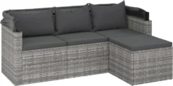 VidaXL 3-Sitzer-Gartensofa Mit Dach Und Fußhocker Grau Poly Rattan -Deutschland Garten Zier Verkaufs-Shop ceb2bf7278158bb96bc4935326b08c80