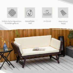 Outsunny 2er Gartensofa Gartenmöbel Loungesofa Gartenbank Gartenliege Klappbare Armlehnen Polyrattan + Stahl Braun 129 X 66 X 79 Cm -Deutschland Garten Zier Verkaufs-Shop cece0a77aec00cd608093f18f6ede8b8