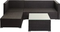 Poly-Rattan Garnitur HWC-F57, Balkon-/Garten-/Lounge-Set Sofa Sitzgruppe Braun, Kissen Dunkelgrau Ohne Deko-Kissen -Deutschland Garten Zier Verkaufs-Shop cf48aaa03631b97610c9371e75c6725d