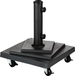 Quadratischer Sonnenschirmständer Mit Rädern Schwarz - 15 Kg - Hespéride