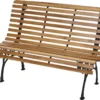 Gartenbank MCW-F97, Sitzbank Parkbank Holzbank, 2-Sitzer Gusseisen Holz 122cm 22kg Hellbraun