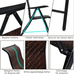 COSTWAY 2er Set Polyrattan Klappstühle, Hochlehner Aus Rattan, Verstellbare Rückenlehne, Wetterfester Klappbarer Gartenstuhl Gartensessel Balkonstuhl Für Garten, Balkon & Terrasse -Deutschland Garten Zier Verkaufs-Shop d05f1a4c02672d2db33ca1fc1fbd6d97