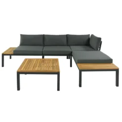 Merax Gartenmöbelset 4-teilig Loungeset Loungegruppe Aus Akazienholz Und Stahlrahmen, Balkonmöbel Set Mit Tisch Und Kissen, 250*172*67cm -Deutschland Garten Zier Verkaufs-Shop d0c2f79f8b3c2bba22fd658f13c3a8e8