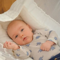 DuneDesign Babyhängematte Baby-Feder-Wiege Mit Spreizstab Befestigungsset | 100% Baumwolle Naturstoff | Kinderhängematte Hängewiege | Babyschaukel In Weiß | Balstbarkeit Max. 15KG -Deutschland Garten Zier Verkaufs-Shop d190449c18642a967955ff0e8204cd61