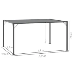 Outsunny Pavillon Mit Lamellendach 4 X 3 M Gartenpavillon BBQ-Pavillon Mit Handkurbel Dach Einstellbar Terassenüberdach Wetterfest Aluminium Grau -Deutschland Garten Zier Verkaufs-Shop d1c8e9c837610b341a73226306318980