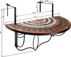 Tectake Balkontisch Zum Einhängen Mit Mosaikmuster Klappbar 75x65x62cm - Terracotta/weiß -Deutschland Garten Zier Verkaufs-Shop d1fab2fe93b0a2f5b50a2a965700596f