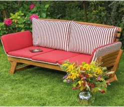 Merxx Gartenbank Mit Sitzkissen Akazie Natur, Rot, Creme 63 Cm X 202 Cm X 77 Cm -Deutschland Garten Zier Verkaufs-Shop d253616e70a45c6fe635d5cb38cc605a