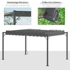 Outsunny Pavillon Mit Lamellendach 4 X 3 M Gartenpavillon BBQ-Pavillon Mit Handkurbel Dach Einstellbar Terassenüberdach Wetterfest Aluminium Grau -Deutschland Garten Zier Verkaufs-Shop d31c03bbd9787fa3898a4282549a4486