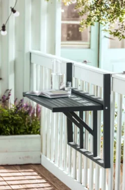 Dehner Balkon-Hängetisch, Klappbar, 90 X 65 X 41.7 Cm, FSC® Akazienholz, Dunkelgrau -Deutschland Garten Zier Verkaufs-Shop d3b8138fbabfb3c17d9dacf1d2f9479b