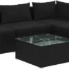 VidaXL 5-tlg. Garten-Lounge-Set Mit Kissen Poly Rattan Schwarz