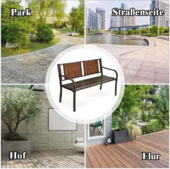 COSTWAY Gartenbank Parkbank Mit Rattan Rückenlehne & Geschwungener Armlehne 228kg Brlastbar -Deutschland Garten Zier Verkaufs-Shop d42263f71c772721a54fc31264165c63
