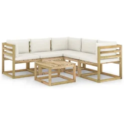 VidaXL 6-tlg. Garten-Lounge-Set Mit Creme Kissen